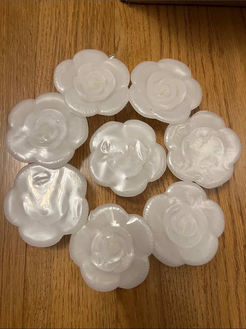 New • Hobby Lobby • White Floral Candles • Set of 8 •